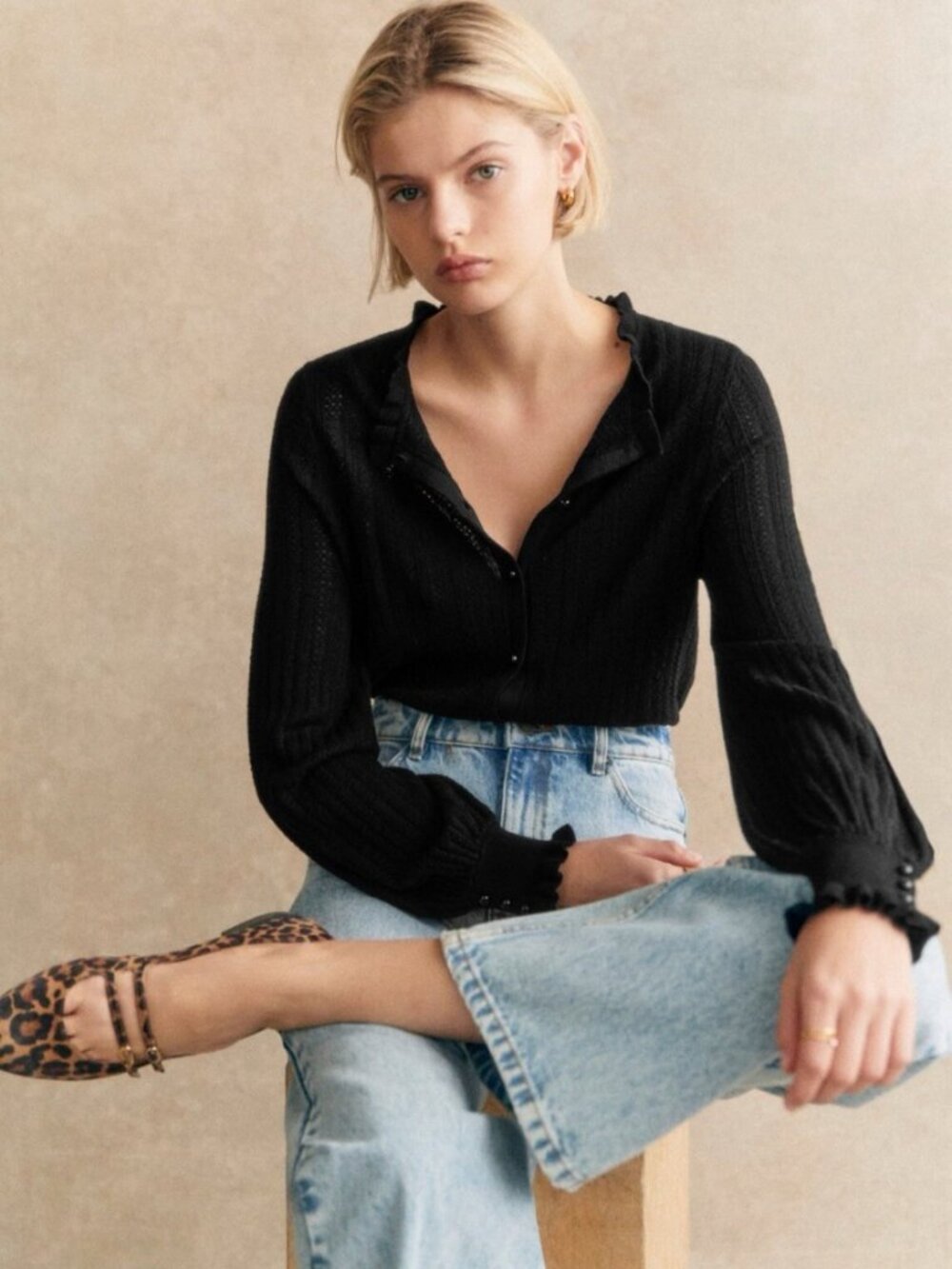 Sezane Louis Cardigan Noir. - Size XXS